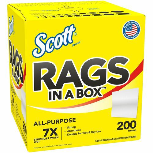 Rags in a Box, POP-UP Box, 12 x 9, White, 200/Box